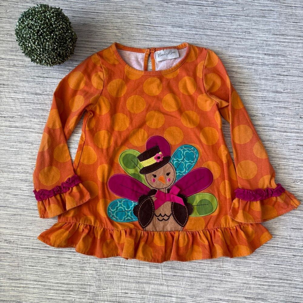 Emily Rose Girls Thanksgiving Turkey Patchwork Top Size 5